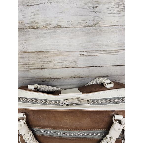 Gryson Olivia Brown "Skye" Made In Italy Two Toned Leather Satchel Bag - Picture 9 of 16